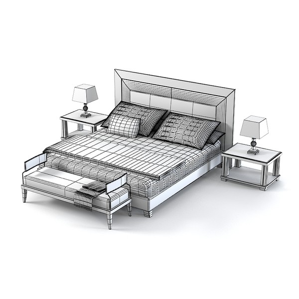 3ds max smania modern double - Smania modern double bed contemporary leather bedroom set by archstyle